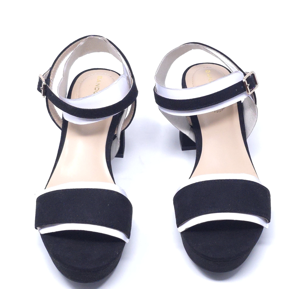 Bandolino Pennie 2 Genuine Suede Block Heel Ankle Strap Sandals Black 6M - Picture 8 of 11